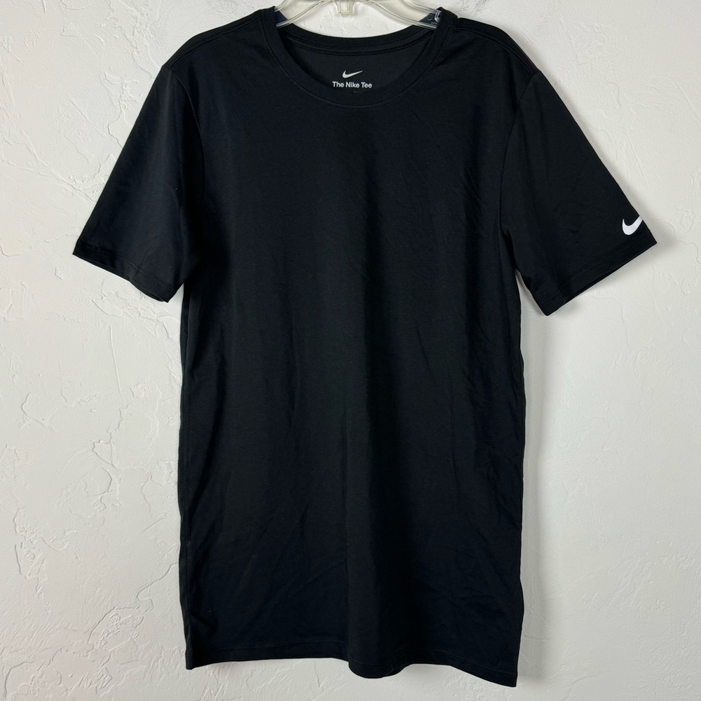 Nike‎ Dri Fit Shirt Tee Top Solid Black Short Sleeve Crew Neck Performance Knit